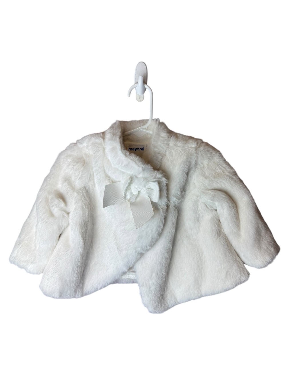 Mayoral Faux Fur White Coat Baby Size 6M